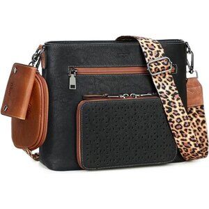 Womens crossbody purse vegan leather shoulder bag medium multi pocket travel bag